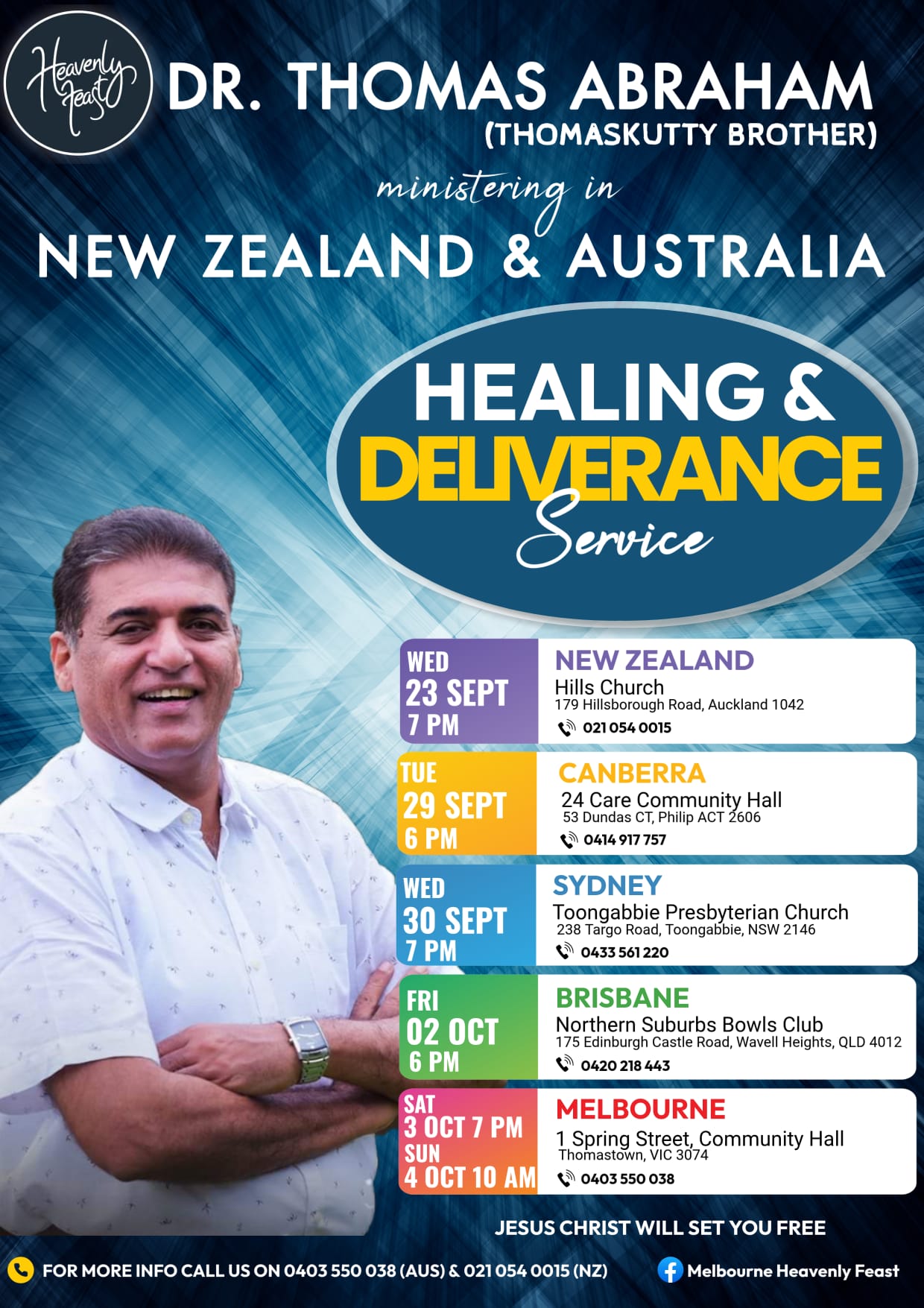 Dr. Thomas Abraham ministering in New Zealand & Australia
